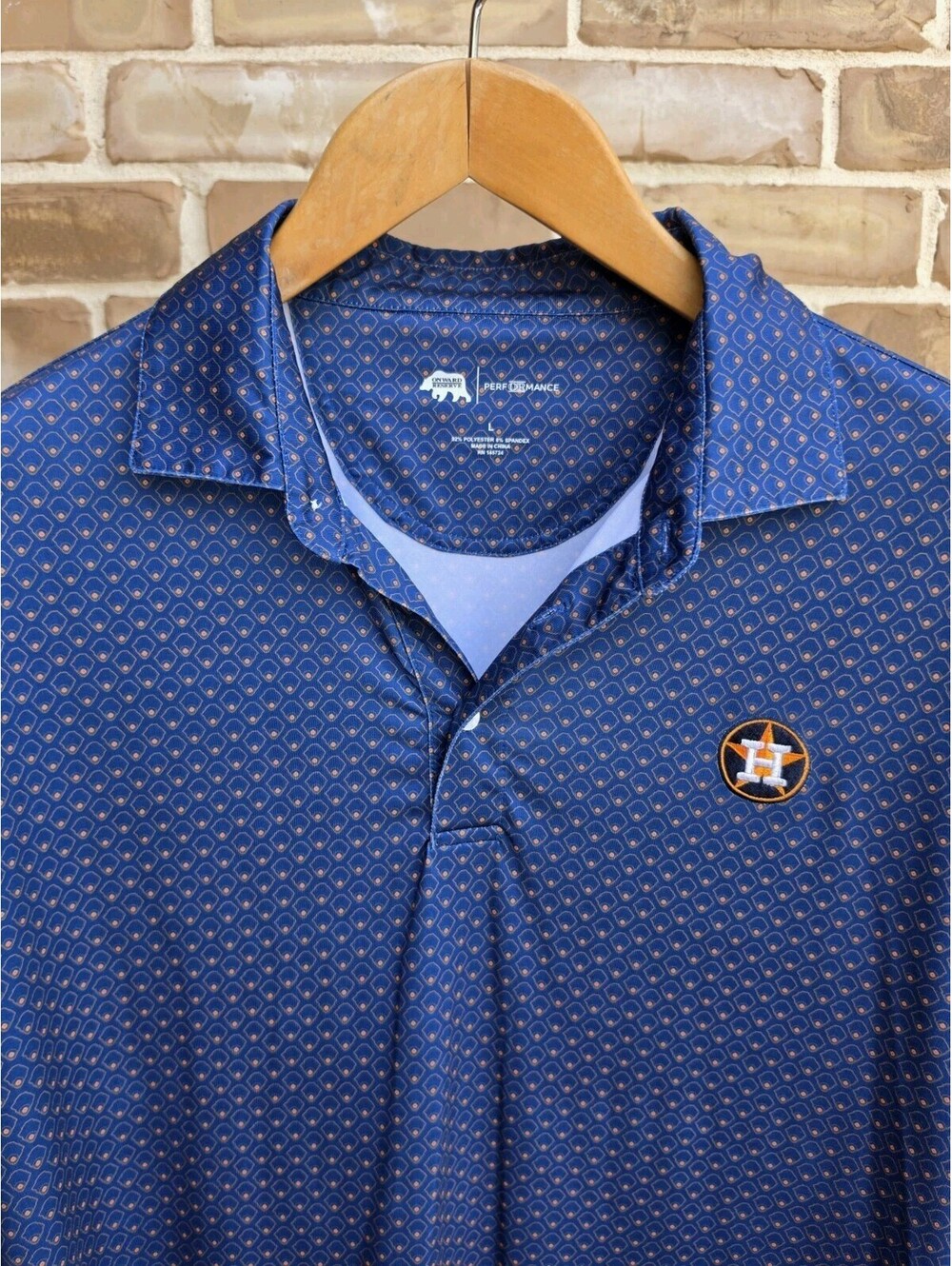 Onward Reserve Houston Astros Performance Polo Shirt Men's L Blue MLB Stretch